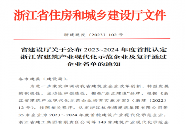 麗水建設丨我市7家建筑企業獲評省級建筑產業現代化示范企業榮譽